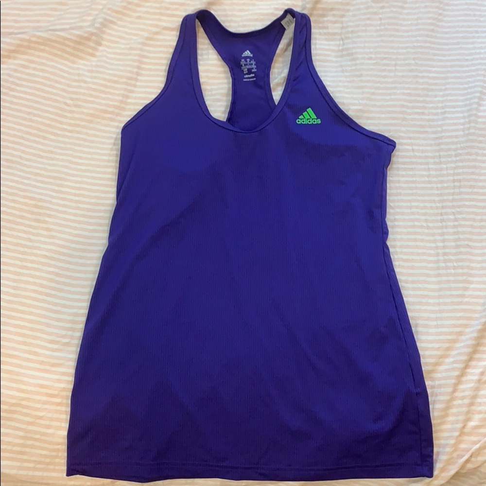 Relisting! Purple Adidas Performance Wear Racerback Ribbed Top Size 12-14 - Picture 2 of 5
